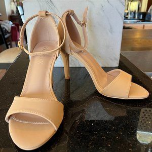 Women's Nude Open Toe Ankle Strap High Heel Sandals 7.5